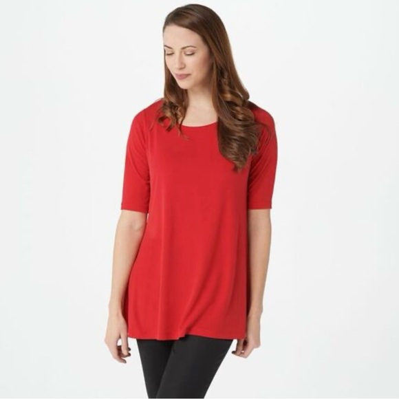 J. Jill Wearever Short Sleeve Knit Tunic Red Size Large - Picture 1 of 6